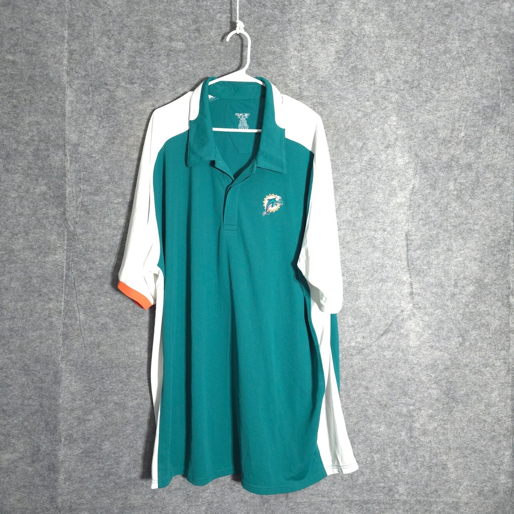 Reebok Miami Dolphins NFL Mens 3XL Teal Colorblock PlayDry Embroidered Polo